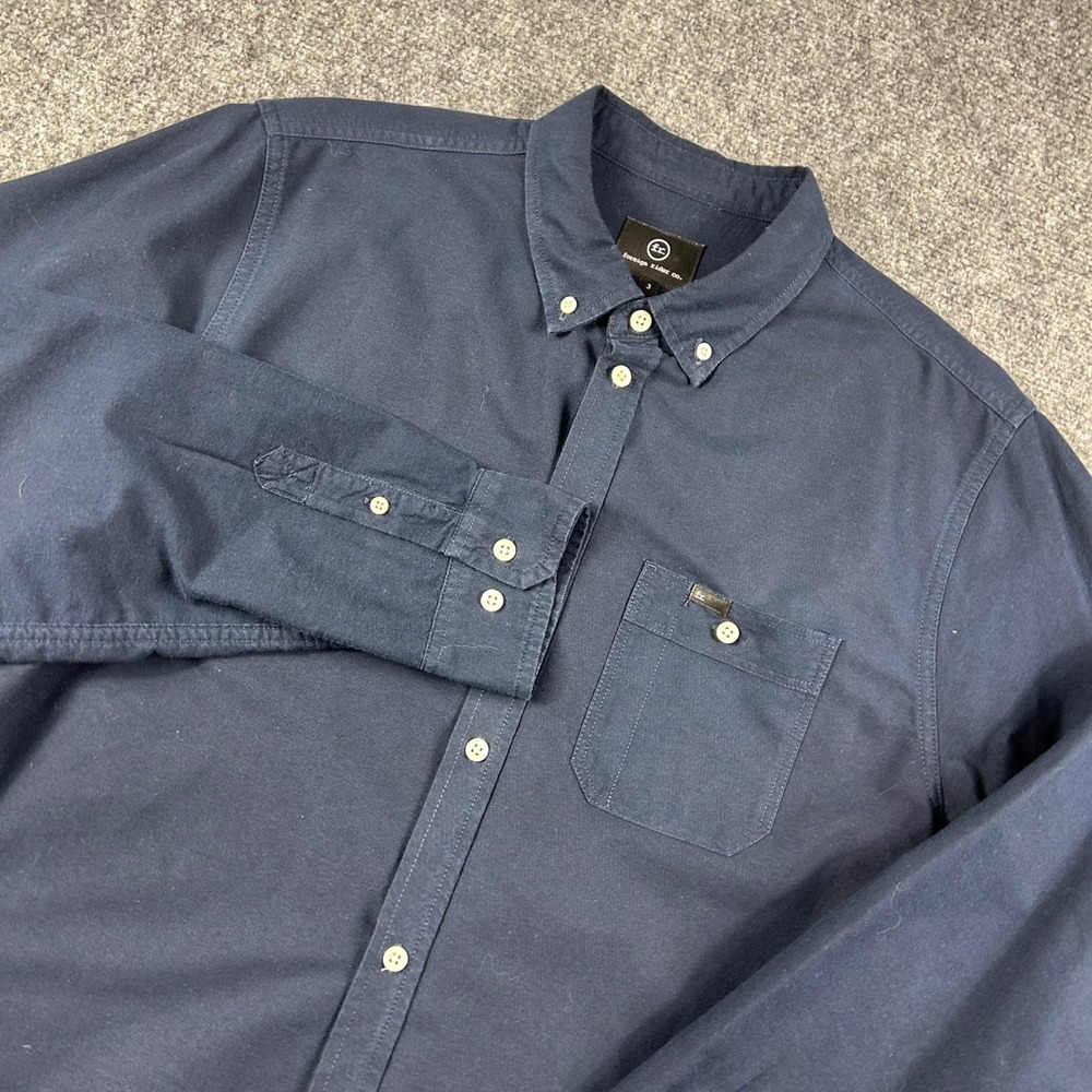 Foreign Rider Co Button Down Shirt Mens Large Navy Utility Riding Long Sleeve‎